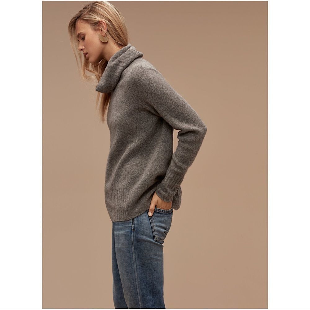 Aritiza-Community Plutarch Sweater Cowl Neck Long Sleeve Wool/Yak Blend